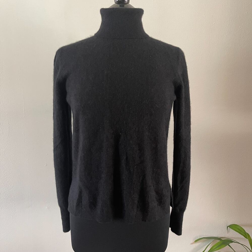 J.Crew Everyday 100% Cashmere Turtleneck Sweater Womens Large Black J6600 L Knit